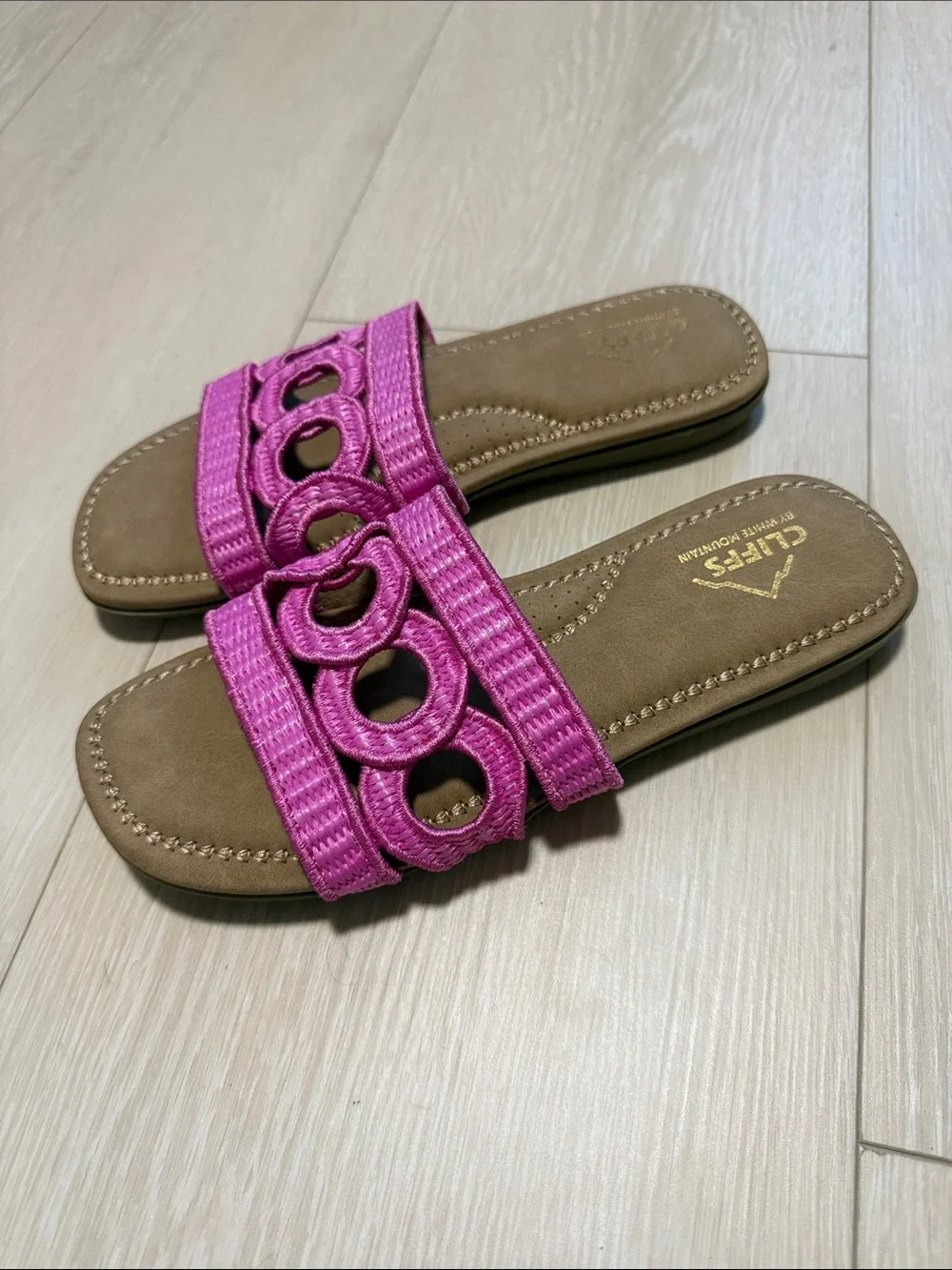 Cliffs by WHITE MOUNTAIN Pink Braided Slide Sandals